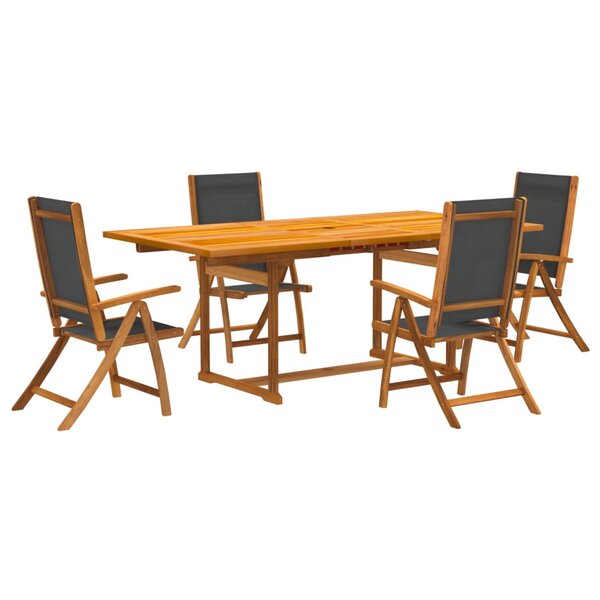 vidaXL Ensemble à manger de jardin 5Pièces bois d'acacia solide textilène