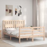 vidaXL Cadre de lit avec tête de lit 140x190 cm bois massif