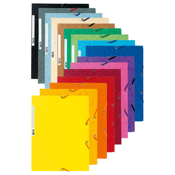Chemise 3 rabats elastique Carte lustrée 5/10e 400g, Couleurs assorties aléatoire EXACOMPTA