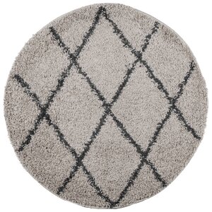 vidaXL Tapis shaggy à poils longs moderne beige et anthracite Ø 160 cm