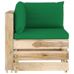 vidaXL Salon de jardin 7 Pièces avec coussins Bois imprégné de vert