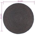 vidaXL Tapis fait à la main Jute Rond 150 cm Gris foncé