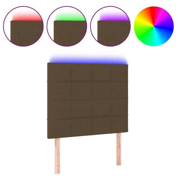 vidaXL Tête de lit à LED Marron foncé 80x5x118/128 cm Tissu