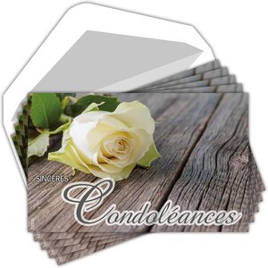 Lot 5 cartes remerciements condoléances +5 enveloppes blanches format 9x14cm