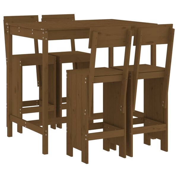 vidaXL Ensemble de bar de jardin 5 Pièces marron miel bois de pin massif