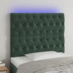 vidaXL Tête de lit à LED Vert foncé 90x7x118/128 cm Velours