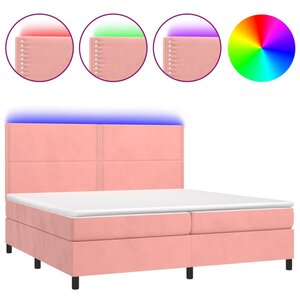 vidaXL Sommier à lattes de lit matelas et LED Rose 200x200 cm Velours
