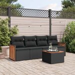 vidaXL Salon de jardin 5 Pièces avec coussins noir résine tressée