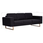 vidaXL Canapé à 3 places Tissu Noir