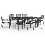 vidaXL Ensemble à manger de jardin 9 Pièces anthracite acier