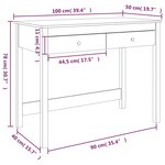 Bureau table poste de travail meuble d'ordinateur informatique étude avec tiroirs 100 x 50 x 78 cm bois massif de pin brun 02_0023459