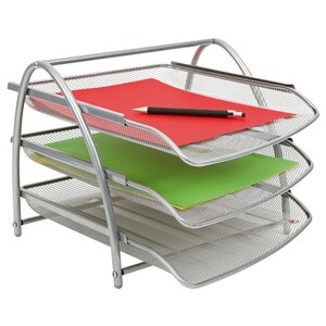 Set de 3 corbeilles à courrier Meshtray, en métal Mesh gris