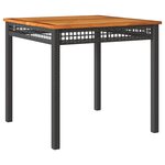 vidaXL Table de jardin noir 80x80x75 cm résine tressée et bois acacia