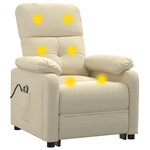 vidaXL Fauteuil électrique de massage Crème Tissu