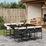 vidaXL Ensemble à manger de jardin coussins 7Pièces Noir Résine tressée
