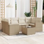 vidaXL Salon de jardin avec coussins 7 Pièces beige résine tressée