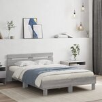 vidaXL Cadre de lit avec LED sans matelas sonoma gris 135x190 cm