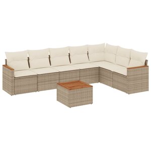 vidaXL Salon de jardin avec coussins 8 Pièces beige résine tressée