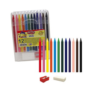 Coloriage : 12 crayons de couleur a la cire 7mm - playdoh art & activity