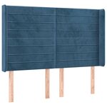 vidaXL Tête de lit avec oreilles Bleu foncé 147x16x118/128 cm Velours