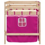 vidaXL Lit mezzanine enfants et rideaux rose 90x200cm bois pin massif