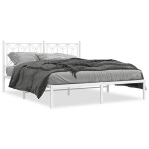 vidaXL Cadre de lit métal avec tête de lit blanc 150x200 cm