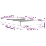 vidaXL Cadre de lit avec lumières LED chêne marron 90x190 cm