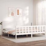 vidaXL Cadre de lit avec tête de lit blanc 200x200 cm bois massif