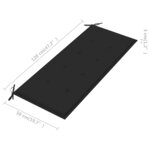 vidaXL Banc Batavia avec coussin noir 120 cm Bois de teck massif