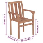 vidaXL Chaises de jardin empilables avec coussins lot de 4 Teck solide