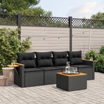 vidaXL Salon de jardin 5 Pièces avec coussins noir résine tressée