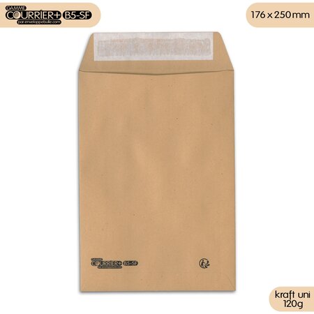 Lot de 50 enveloppes kraft brun uni b5 gamme courrier+