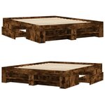 vidaXL Cadre de lit sans matelas chêne fumé 150x200 cm bois ingénierie