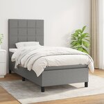 vidaXL Sommier à lattes de lit et matelas Gris foncé 90x190 cm Tissu