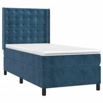 vidaXL Sommier à lattes de lit matelas LED Bleu foncé 90x200cm Velours