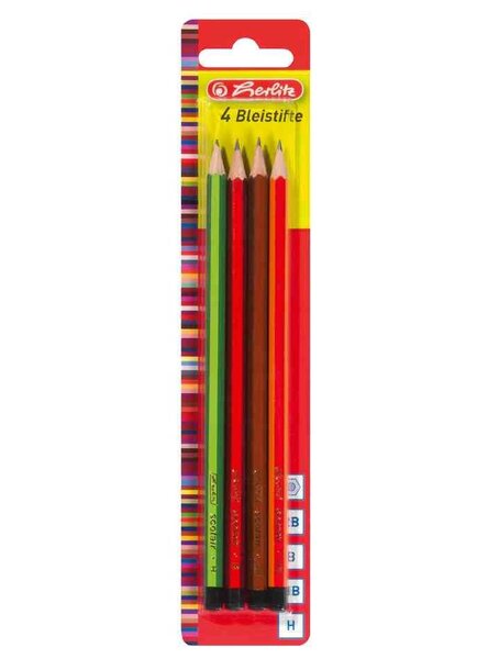 Lot de 4 crayons papier, hexagonal, assorti dureté H, HB, B et 2B HERLITZ
