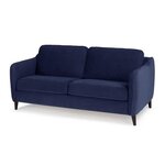 HEXAGONE Canapé convertible couchage express - 3 places - Velours bleu nuit - 182 x 85 x 97 cm - CLYDE