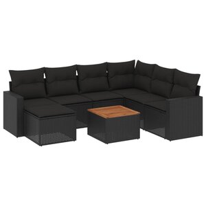 vidaXL Salon de jardin 8 Pièces avec coussins noir résine tressée