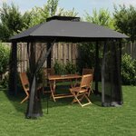 vidaXL Tonnelle avec double toit et parois en filet anthracite acier