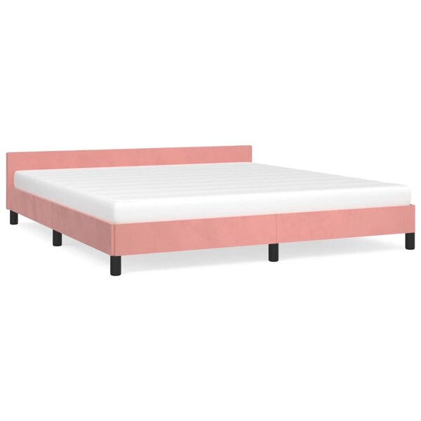 vidaXL Cadre de lit avec tête de lit Rose 180x200 cm Velours