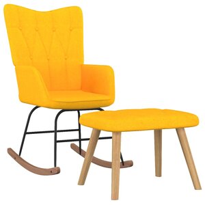 vidaXL Chaise à bascule avec tabouret Jaune moutarde Tissu