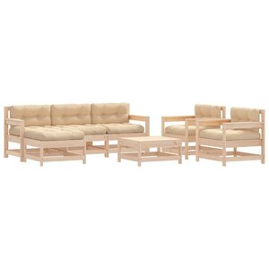 vidaXL Salon de jardin 7 Pièces avec coussins bois massif