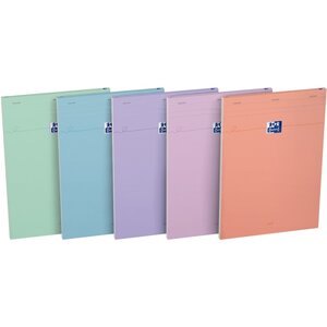 Bloc OXFORD SMART 80 feuilles  format A4  quadrillé 5x5  coloris pastel assortis
