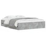 vidaXL Cadre de lit avec tiroirs sans matelas gris béton 150x200 cm