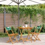 vidaXL Ensemble de bistro 3 Pièces motif de feuilles tissu et bois massif