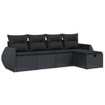 vidaXL Salon de jardin 5 Pièces avec coussins noir résine tressée