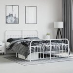 vidaXL Cadre de lit métal avec tête de lit/pied de lit blanc 160x200cm