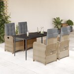 vidaXL Ensemble à manger de jardin coussins 5 Pièces mélange beige rotin