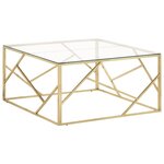vidaXL Table basse doré acier inoxydable et verre trempé