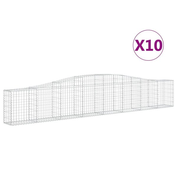 vidaXL Paniers à gabions arqués 10 Pièces 400x30x60/80 cm Fer galvanisé